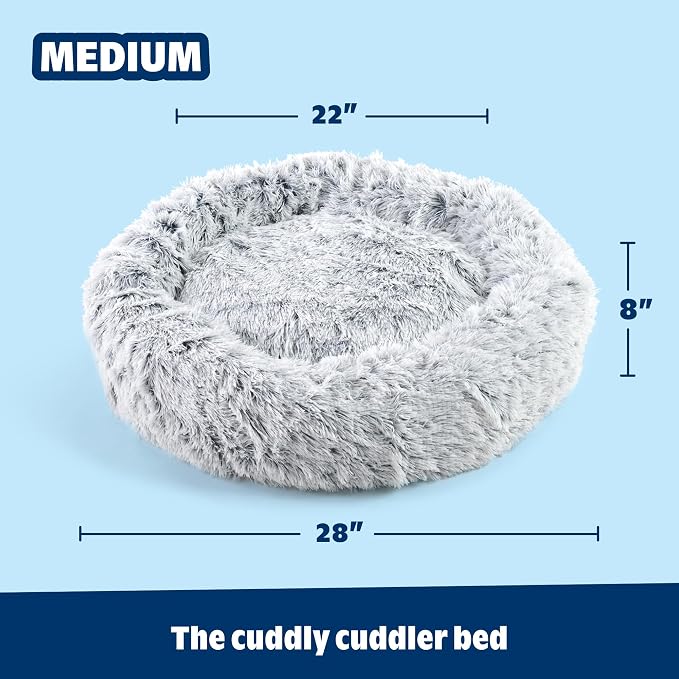 Barkbox Dog Bed, 2-in-1 Memory Foam Donut Cuddler Dog and Cat Bed, Calming Orthopedic Joint Relief Fur Crate Lounger for Pets, Machine Washable + Removable Cover, Waterproof Lining, Includes Toy | Calming Orthopedic Joint Relief Crate Lounger for Pets,...