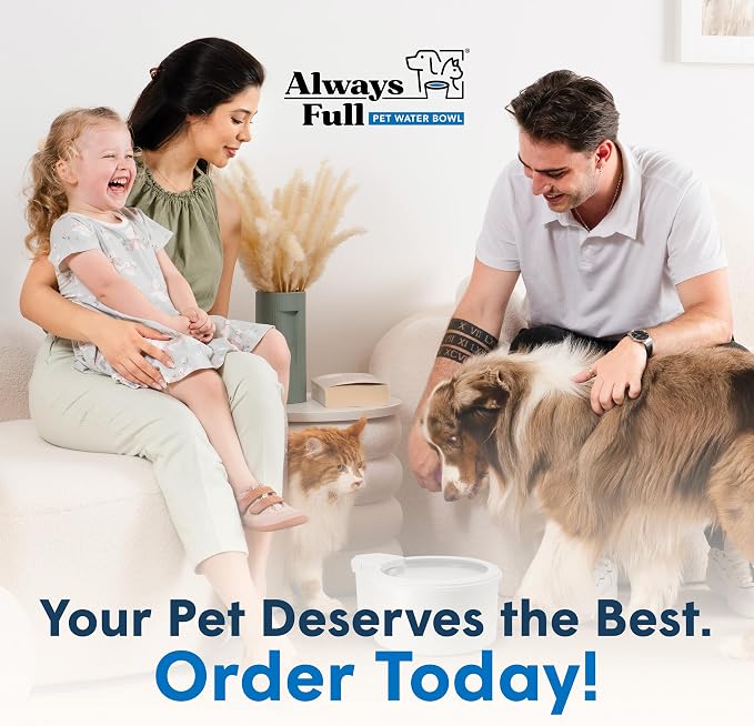 Always Full® 7" Self-Refilling Cat Water Bowl & Bottle Pump Bundle | Self-refilling filtered water with app-enabled hydration monitoring; easily upgradeable to the Always Full® Wall Unit.