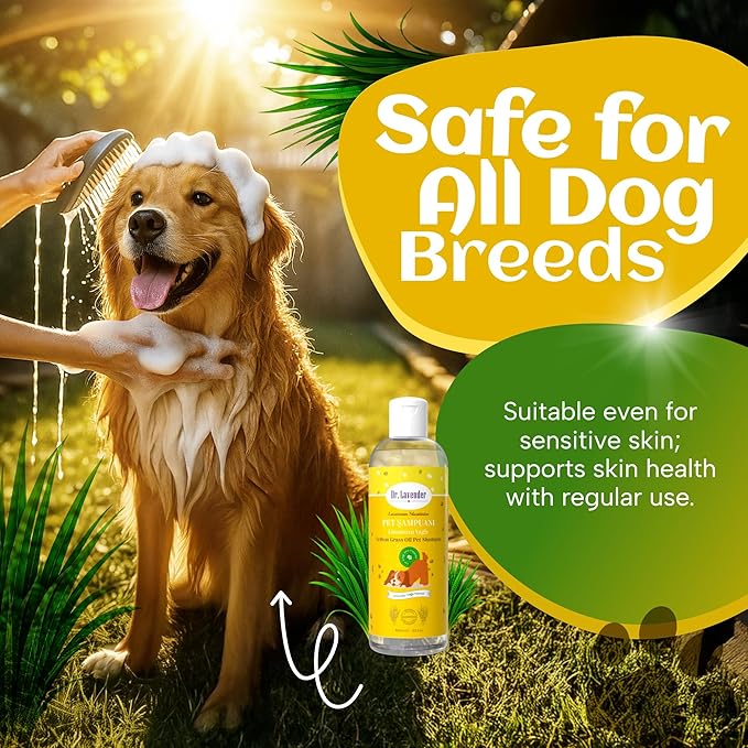 Dr. Lavender Deodorizing Dog Shampoo for Smelly Dogs - Natural Lemongrass Oil Pet Wash - Antifungal & Deep Cleansing for Oily Coats - Organic Odor Eliminator & Itch Relief - Safe for Puppy & Cat