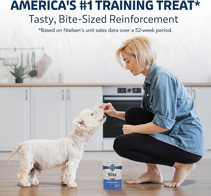 Blue Buffalo Bits Soft Dog Treats for Training, Made with Natural Ingredients & Enhanced with DHA, Chicken Recipe, 19-oz Bag (Pack of 4)