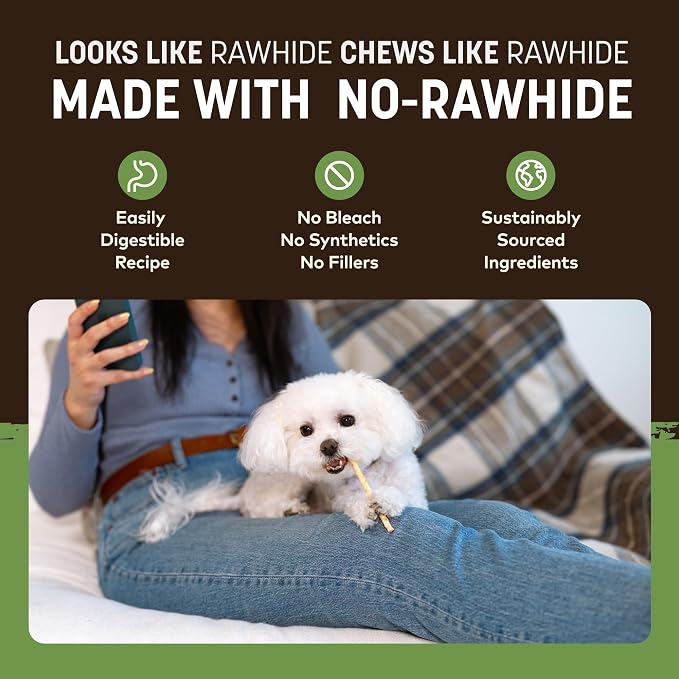 Earth Animal No Hide Stix - Rawhide Free Dog Chews Sticks 40 Count Pork | Small Sticks Pork Flavored Natural Rawhide Free Long Lasting Dog Chews - Pet Treats for Small Dogs and Cats