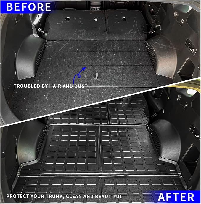 Rongtaod Cargo Mat Compatible with 2021-2023 Hyundai Santa Fe (Fit 5 Seats) Trunk Mat Cargo Mat Cargo Liner All Weather Trunk Liner 2022 Santa Fe Accessories (Trunk Mat+Backrest Mats)