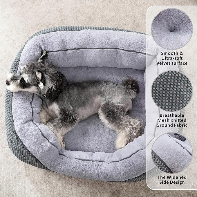 Small Dog Bed for Small Dogs, Cat Beds for Indoor Cats Washable, Orthopedic Dog Bed, Warming Soft Calming Sleeping Puppy Bed Durable Pet Bed with Anti-Slip Bottom S(20"x19"x6")