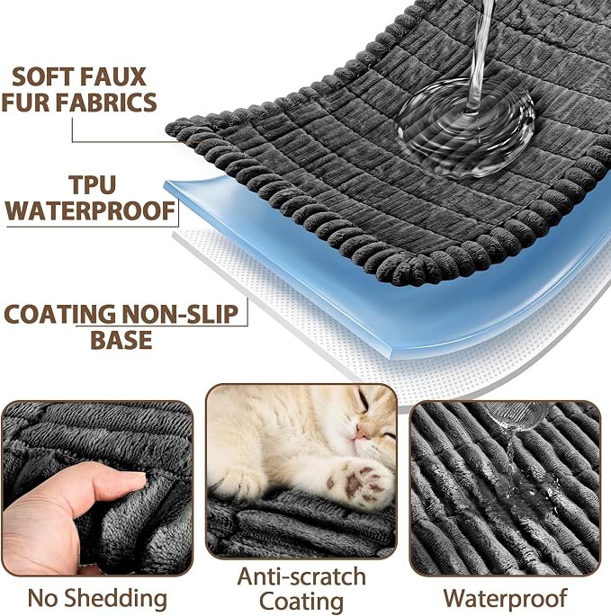 FUANGUI Waterproof Couch Cover Sofa Cover for Dogs and Pets Sofa Protector | Non-Slip Washable Fuzzy Soft Cat Bed Sofa Slipcover for 2-3 Cushion Couch Sofa Pet Friendly, Dark Grey, 27.6" x 70.9", 1 pcs