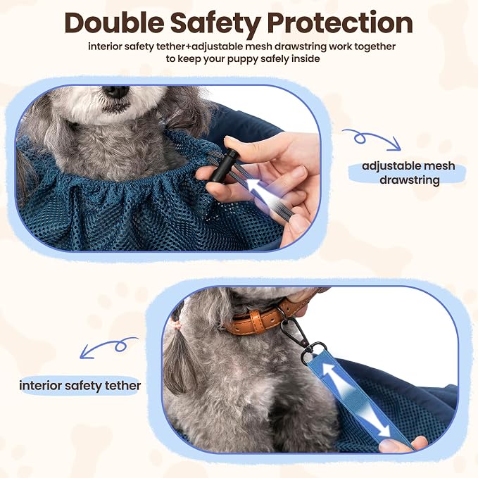Dog Sling Carrier for Small Dogs & Cats,Pet Carrier Sling Bag with Adjustable Straps,Comfortable & Secure Travel Crossbody Bag for Puppies Up to 19lb,Airline Approved pet Carrier (Royal Blue)