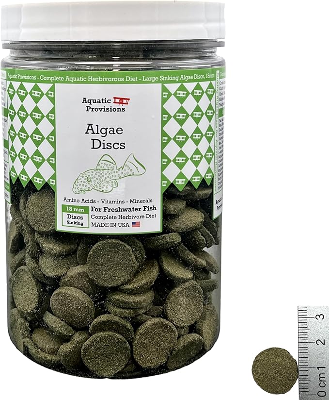 Aquatic Provisions Algae Discs 16 oz, Sinking 18 mm Fish Food for Freshwater Herbivores
