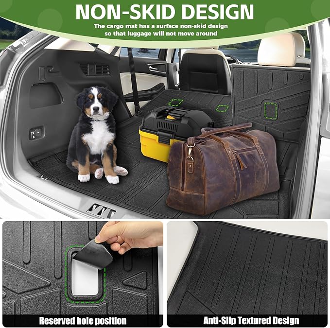 Cargo Liners for 2015-2025 Ford Edge 5 Seats Trunk Mat with Seat Back Cover Accessories, All Weather Rear Cargo Mat Backrest Protector(Only fit 5 Seats)