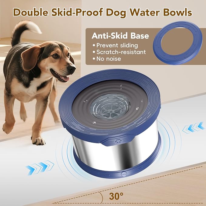UPSKY 10L Dog Water Bowl No Spill Stainless Steel for Slow Drinking Blue | Large Capacity, Spill-proof, Non-slip Design, Durable, For Large Dogs, Messy Drinkers & Multi-pet Homes, Outdoor / Indoor