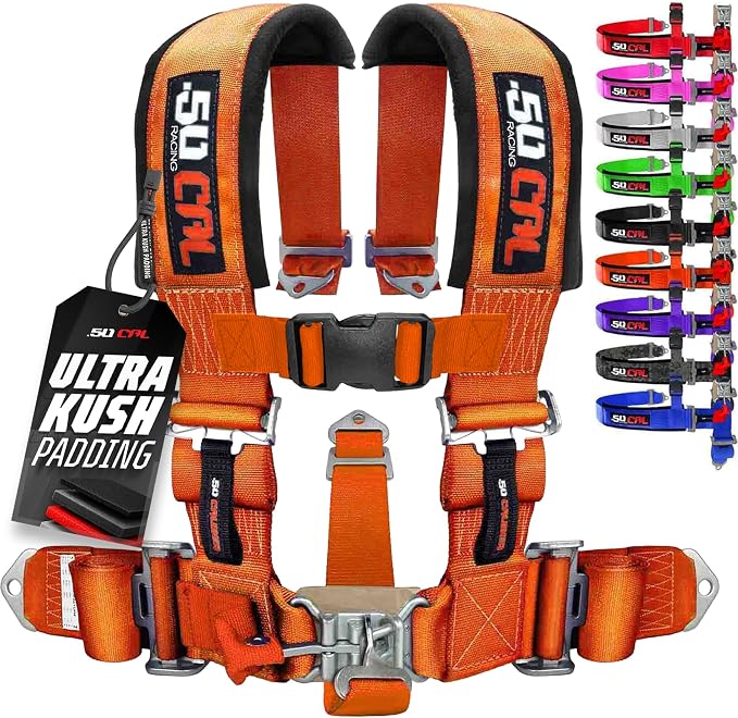 1pc Orange 5 Point Harness for Bucket Seat, Latch Release, 9 Color Options, Racing Harness 5 point, Race Car, UTV, RZR [6011]