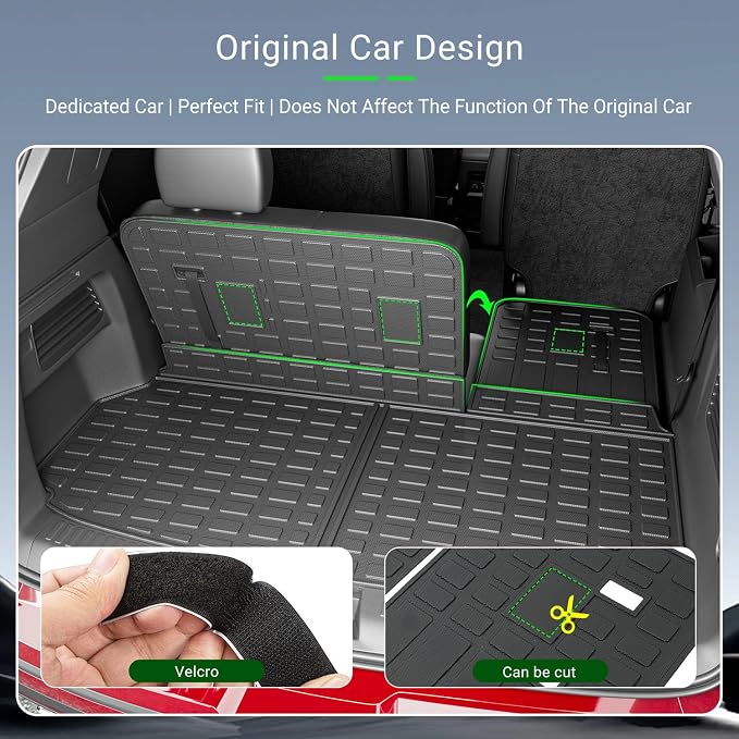 xipoqix Cargo Mat Backrest Mat Compatible with 2024-2026 Chevy Traverse GMC Acadia 2025 2026 Buick Enclave Cargo Liner Replacement for 2024-2026 Chevy Traverse Accessories (Trunk Mat+Backrest Mats)