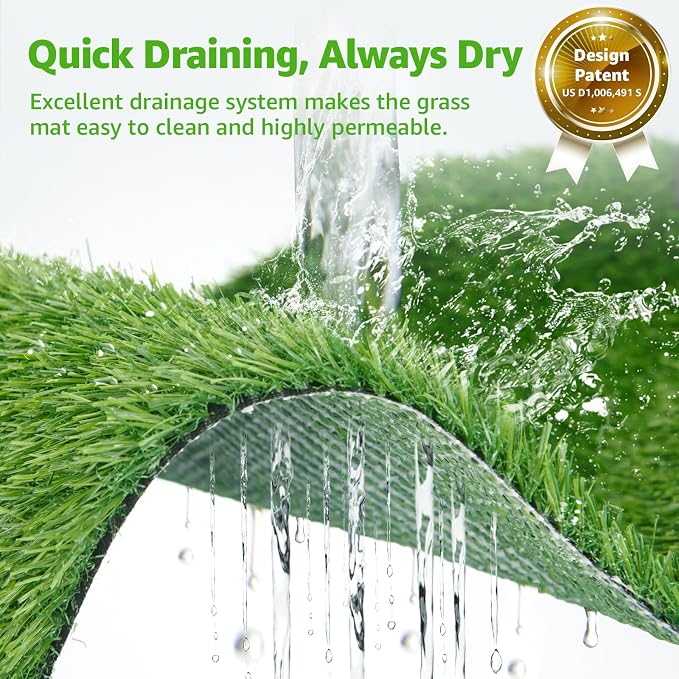 Dog Grass Pad with Tray for Dogs Puppy Potty Training to Pee & Poop Indoor | Dog Litter Boxes with Faster Drainage Artificial Grass & Quick-Absorbency Washable Pee Pads, Protect Floor Furnitures