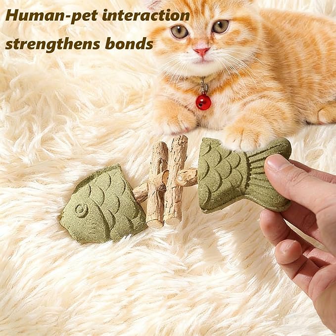 Purrident - Fix Cat Dental Health - Natural Dental Chew for Cats, Fishbone Shape Cat Teething Toy with Catnip, Durable Feline Tooth Care Tool for Indoor & Adult Cats (3CPS-C)