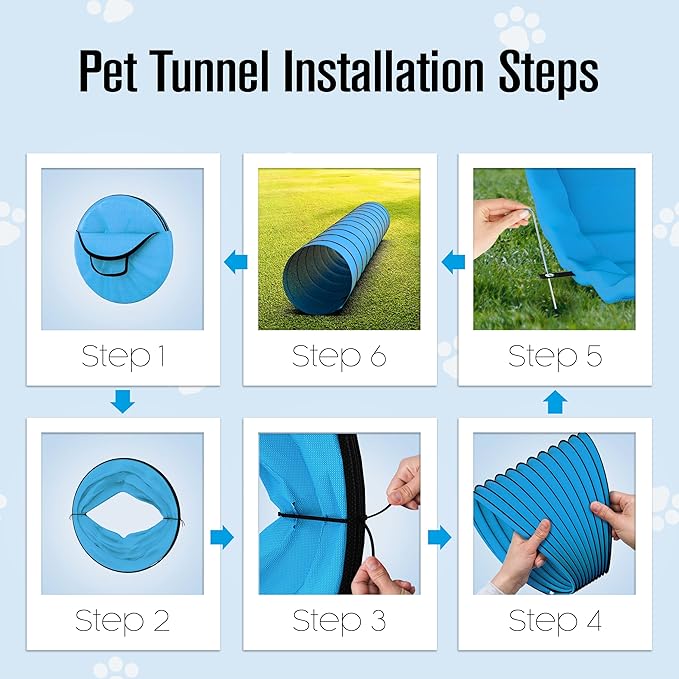 Dog Tunnel, Dog Agility Tunnel, Play, 18 Feet, Small, Medium, Large, Blue | Houseables Agility Equipment, Puppy Obstacle Course, Crawling, Pet Playground, Indoor/Outdoor, Pop Up Set, Exercise Tube, Toy