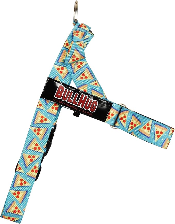 Adjustable Dog Harness– No Pull, No Choke – for English Bulldogs, French Bulldogs, Pugs & Broad-Chested Breeds – Easy, Safe Walks (Pizza, Small)