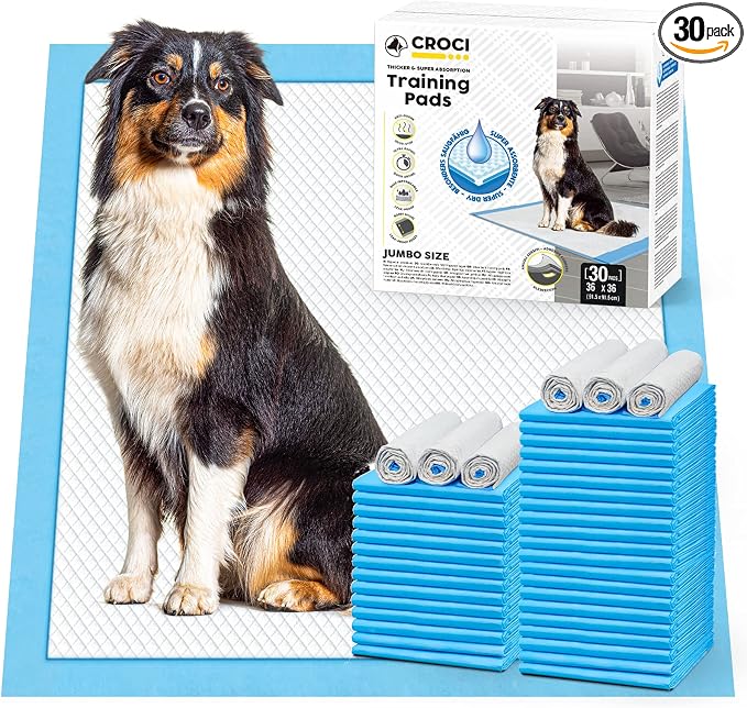 CROCI XXL Dog Pads with Adhesive Tabs Leak Proof 36x36in 30Ct | Thick Super Absorbent Dog Pee Pads Extra Large, Heavy Duty Quick-Dry Wee Wee Pads for Dogs, Disposable