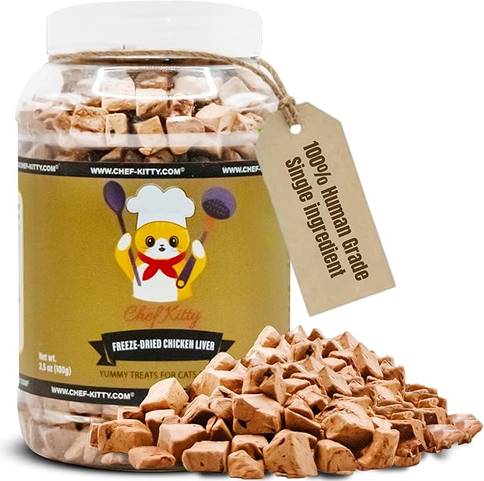 Chicken Liver Dog Treats | Freeze Dried Liver Treats for Dogs, 100% Human Grade, Single Ingredient | Grain-Free Kitten Treats, High Protein | No Additives or Preservatives | Tested in USA | 3.1 oz