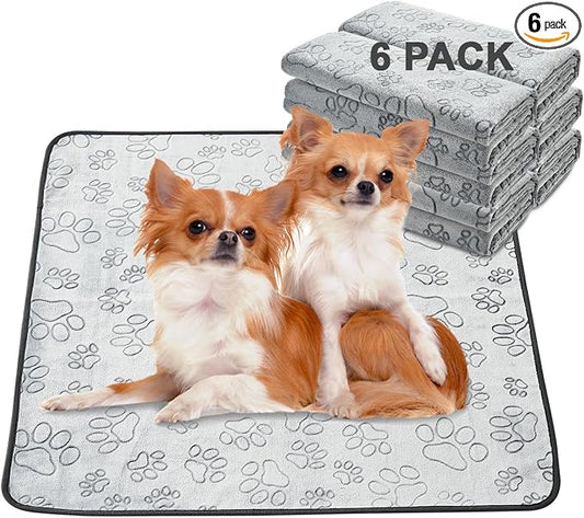 Reusable Puppy Pads, Washable Pee Pads, Leakproof 30"x 34" 6 Pack | High Absorbency Dog Training Pads, Wee Wee Pads With Waterproof Non-Slip Base For Indoor Potty, Crates, Playpen & Senior Dogs