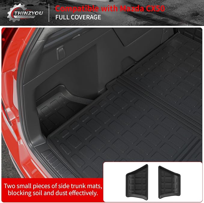 Cargo Mat Compatible with 2023 2024 2025 2026 Mazda CX50 Trunk Mat Trunk Liner Cargo Liner TPE All Weather Back Seat Cover Protector 2024 CX-50 Accessories (Trunk Mat+Backrest Mats)