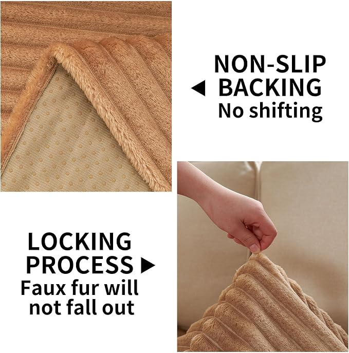HAOMAIJIA Waterproof Couch Cover for Dogs Washable,Faux Fur Pet Couch Covers for Sofa,Soft Dog Bed Cover Non-Slip Couch Covers for 3 Cushion Couch Sofa Pet Friendly (Khaki, 35" x 47" 1 Pack)