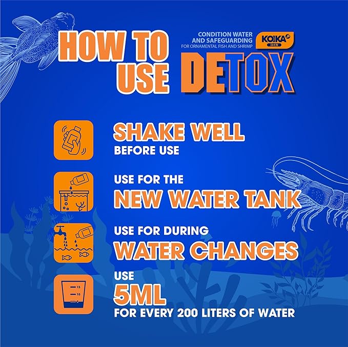 KOIKA Aquarium Water Conditioner for Fish Tank – Tap Water Dechlorinator & Clarifier, Anti-Shock for Fish & Ornamental Shrimp (180ml / 6.08 fl oz)