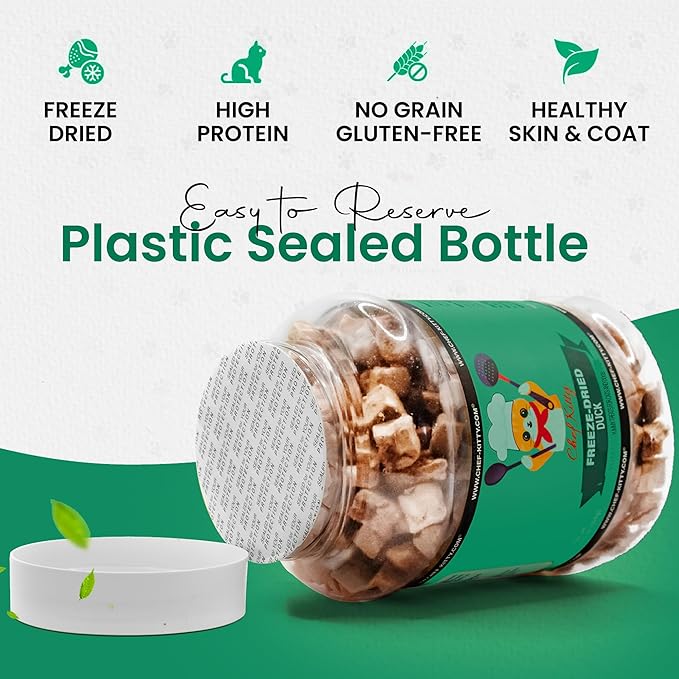 Duck Dog Treats | 100% Human Grade Freeze Dried Cat Treats, Single Ingredient | High Protein Cat & Dog Food Toppers | No Additives or Preservatives | Inspected & Tested in USA | 3.0 oz