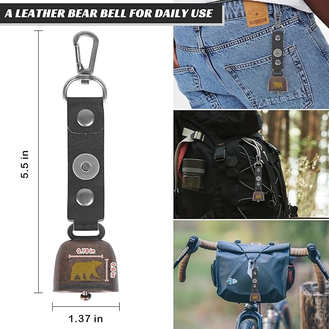 2 Pack Loud Bear Bells with Magnetic Silencer for Bear Deterrent, Survival, Camping, Hiking, Biking, Climbing
