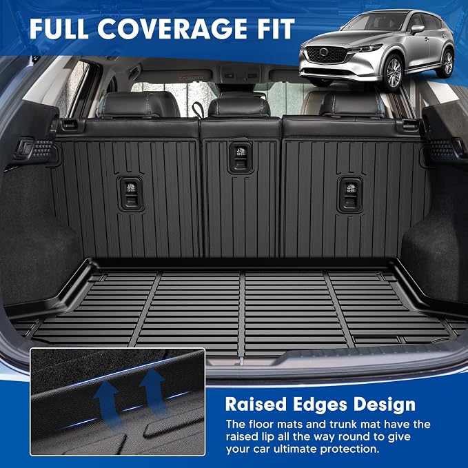 Mixsuper Cargo Liner for Mazda CX-5 CX5 2017-2024 2025, All Weather Trunk Mat Backrest Mat TPE Back Seat Cover Protector for CX5 Accessories