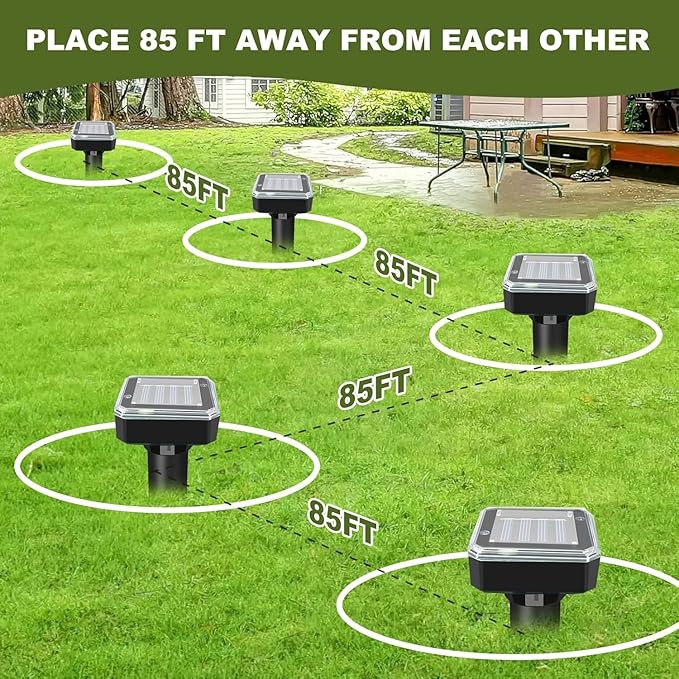 8 Pack Ultrasonic Mole Repellent,Solar Powered Gopher Mole Repellent Stakes for Chipmunks,Snake,Gophers,Voles,Waterproof Sonic Moles Deterrent for Outdoor House (8 Pack)