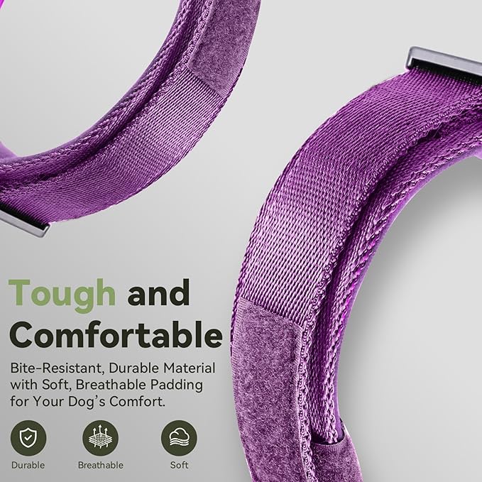 2026 Upgrade Waterproof AirTag Dog Collar, Military Tactical Dog Collar with AirTag Holder, Comfortable Control Handle and Metal Buckle, GPS Dog Collar Holder for Medium to Large Dogs (Purple, L)