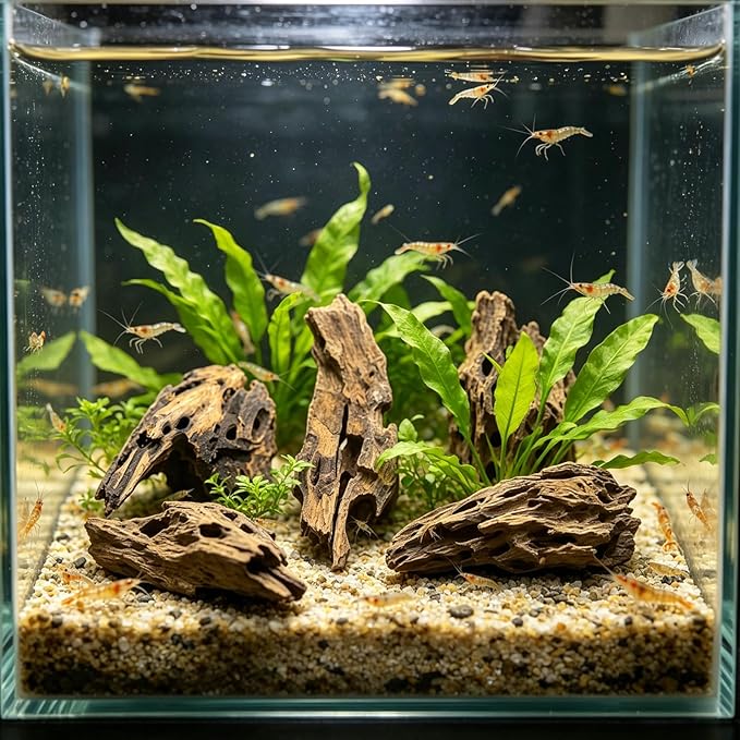 5 PCS Natural Honeycomb Wood 6-8", Porous Aquarium Driftwood, Cholla Wood Shrimp Shelter Breeding Cave, Shrimp Dragon Wood for Fish Tank, Aquascaping, Reptile, Terrarium Decor
