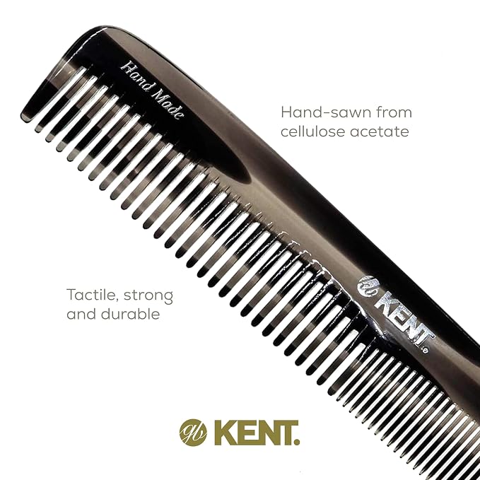 Kent 9T Graphite Fine and Wide Tooth Comb Detangler - Large Handmade and Saw-Cut Dressing Comb - Wet Hair Comb for Women and Durable Grooming Combs for Men Made in England
