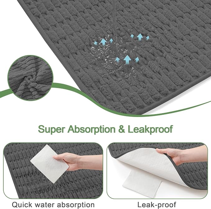Washable Pee Pads for Dogs Puppy Pad, Dark Grey 24”x36” 2 Pack | High Absorbent Dog Pee Pad Leak Proof Cat Rugs, Reusable Non Slip Pet Mat, Wee Wee Pads for Training, Crate and Floor