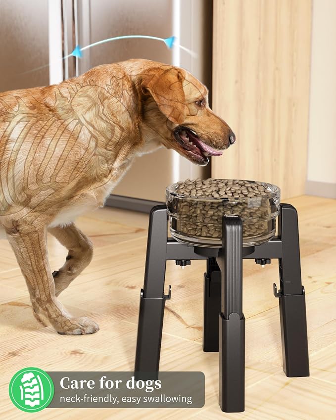 Dog Bowl Stand with Adjustable Height and Width [2 Pack, Stand Only] | Elevated Pet Water & Food Bowl for Medium Dogs, Stable and Anti-Slip Raised Bowl