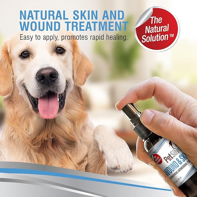 PetSilver Antibacterial Wound & Skin Spray | Dog Hot Spot Treatment & Cat Wound Spray | Chelated Silver Skin Soother for Rashes & Sores | Dog Wound Care & Itch Spray - 4 fl oz