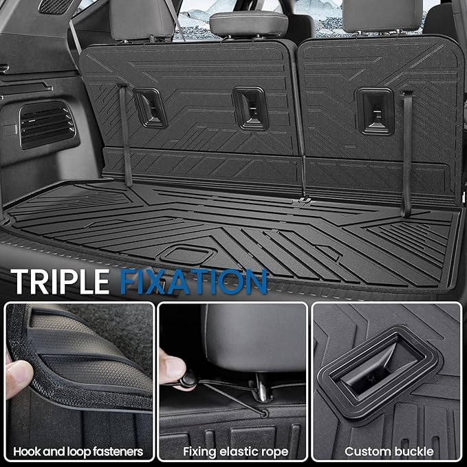 Cargo Mat Backrest Mats for 2024-2026 Chevy Traverse & 2024-2026 GMC Acadia & 2025 2026 Buick Enclave, Fit Both 7 & 8 Seats, All Weather TPE Cargo Liner Trunk Mat Car Accessories