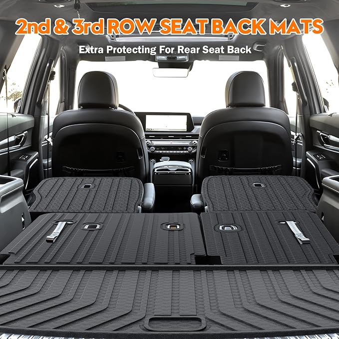 KUST Cargo Mat for 2020-2025 Kia Telluride 7 Seats, Rubber Rear Trunk Liner with 2nd/3rd Row Backrest Kick Mat for Telluride Accessories High Edge Cover All Weather Protection