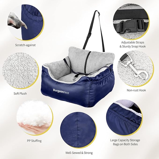 Dog Car Seat for Small Dogs & Cats Under 25 lbs, Blue