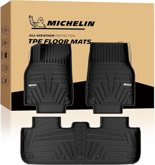 Michelin Vehicle Mat, All-Weather TPE Custom Fit Liner for Tesla Model Y 5 Seat Floor Mats 2025-2027 (3 Piece), Elite