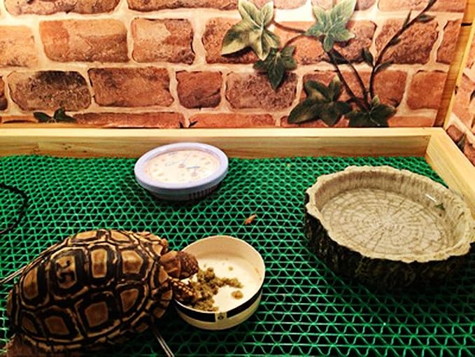OMEM Reptile Natural Bowl Food and Water Dish Resin Made (2PCS- Tree bark)