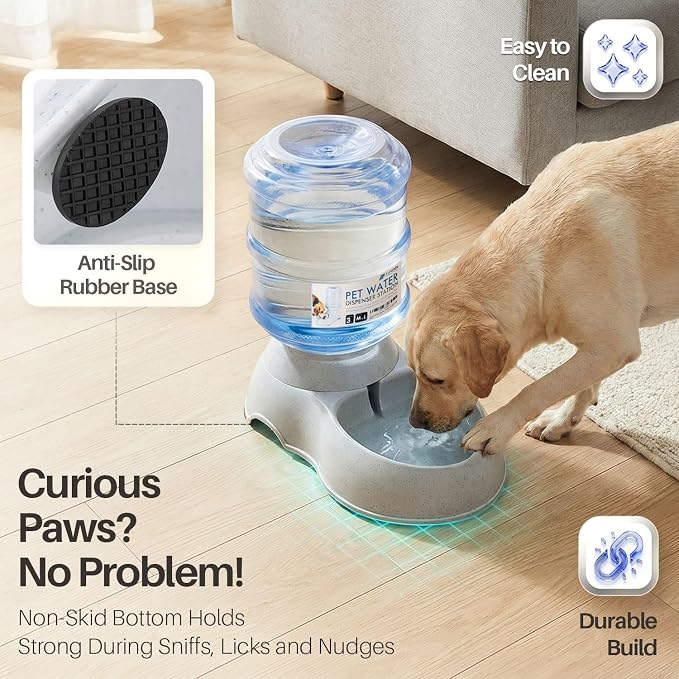 Flexzion Gravity Pet Water Dispenser Drinking Station for Dogs Cats (3 Gallon) Automatic Replenish Waterer for Small Large Breed Dog Cat,Feeding Watering Fountain Supplies Bottle Dish Bowl