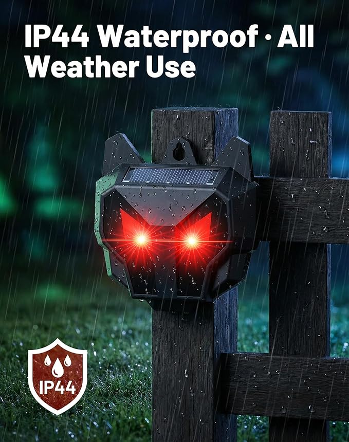 4 Pack Solar Nocturnal Animal Repeller with Red Flashing Lights, Humane Coyote Deterrent for Fox Raccoon Skunk Deer, Waterproof Predator Eyes Animal Deterrent for Chicken Coop & Garden