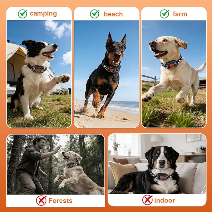 GPS Wireless Dog Fence System, Electric Dog Fence, IPX7 Waterproof Rechargeable Collar Receiver,Radius from min 33 to max 999 Yards, Electric Dog Fence with No Wire Circular Boundary,Outdoor Use Only2