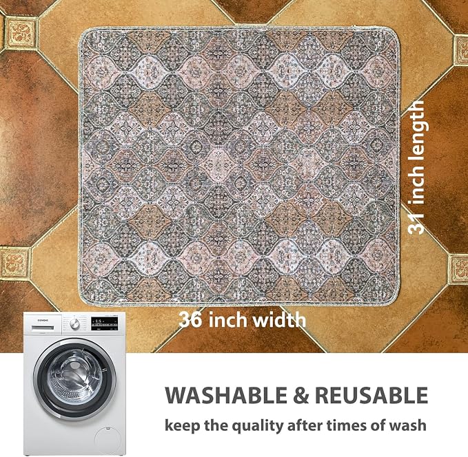 nunubaby Washable Pee Pads for Dogs, Stylish, Non-Slip and Leak-Proof Pee Pads. Reusable Potty Pads for Dogs for Crates and Floors.(Brown/Multi,31" x36" )