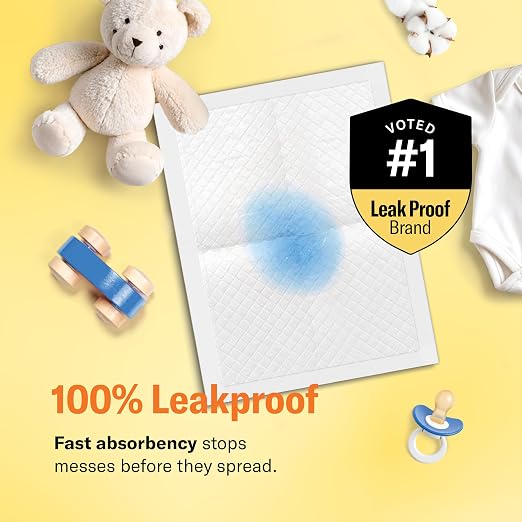 Chuckles® 5-Layer Disposable Changing Pads - 17x24 [50-Pack] Baby Liners | Disposable Diaper Changing Pad, Baby Pee Pads, Hypoallergenic Changing Pads for Travel, Curera Brand Underpads
