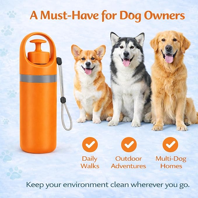 Dog Pooper Scooper for Large Small Dogs - Portable Eco-Friendly Lightweight Poop Scooper for Dogs, Mini Waste Picker for Lawn, Grass, Gravel, and Easy to Carry (7.4 x 2.8in) Orange