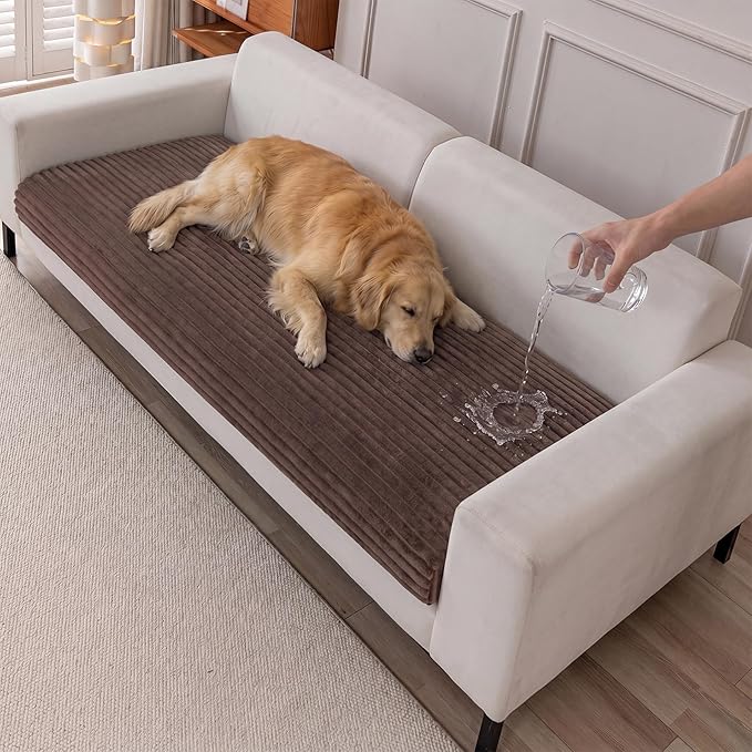 FUANGUI Waterproof Couch Cover for Dogs, Washable Pet Couch Covers for Sofa | Soft Cat Dog Bed Cover Non-Slip Couch Covers for 3 Cushion Couch Sofa Pet Friendly