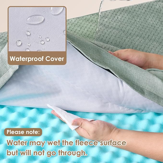 EHEYCIGA XXL Dog Bed Memory Foam, Orthopedic Giant Dog Bed Jumbo with Washable Removable Cover, Waterproof Pet Sofa Couch with Nonskid Bottom, 48x35x7.5, Greyish Green | Washable Removable Cover, Waterproof Flat Pet Sofa Couch with Nonskid Bottom, 48x3...
