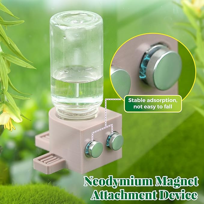 2 Pcs 10ML Jumping Spider Water Dispenser with Magnets, Jumping Spider Accessories for Tarantulas Enclosure/Habitat, Magnetic Water Feeder for Small Animals, Geckos(Wooden Color)