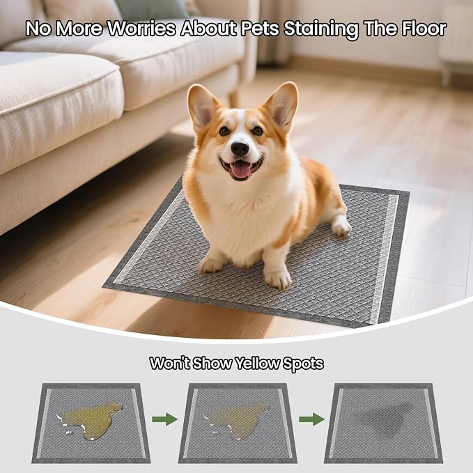Charcoal Small Puppy Pads Pee Pads for Dogs 22"x22" 80 Count | Disposable Activated Carbon Super Absorbent Full Edge-Wrapping Pee Pads Odor-Control Training Pads for Doggie Cats Rabbits