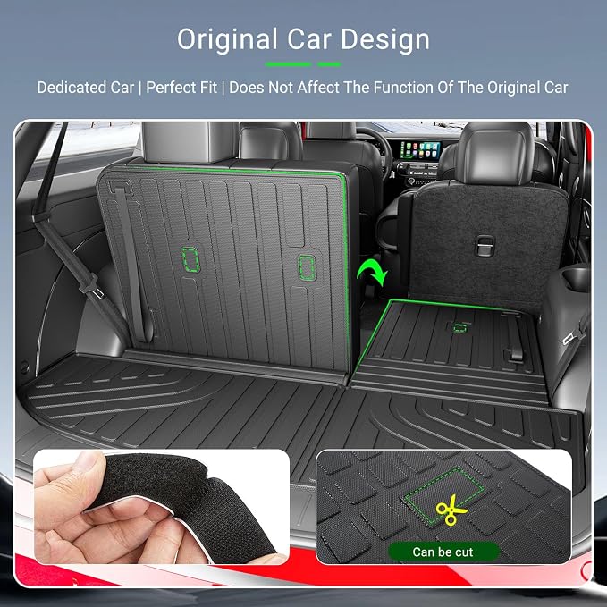 xipoqix Cargo Mat Backrest Mat Compatible with 2026 Palisade Fuel TPE Cargo Liner Back Seat Protector Replacement for 2026 Palisade Accessories (Trunk Mat with Backrest Mats)